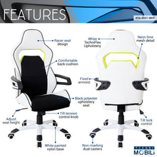 Techni Mobili Ergonomic Essential Racing Style Home & Office Chair, White