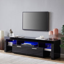 Black morden TV Stand with LED Lights,high glossy front TV Cabinet,can be assembled in Lounge Room, Living Room or Bedroom,color:black